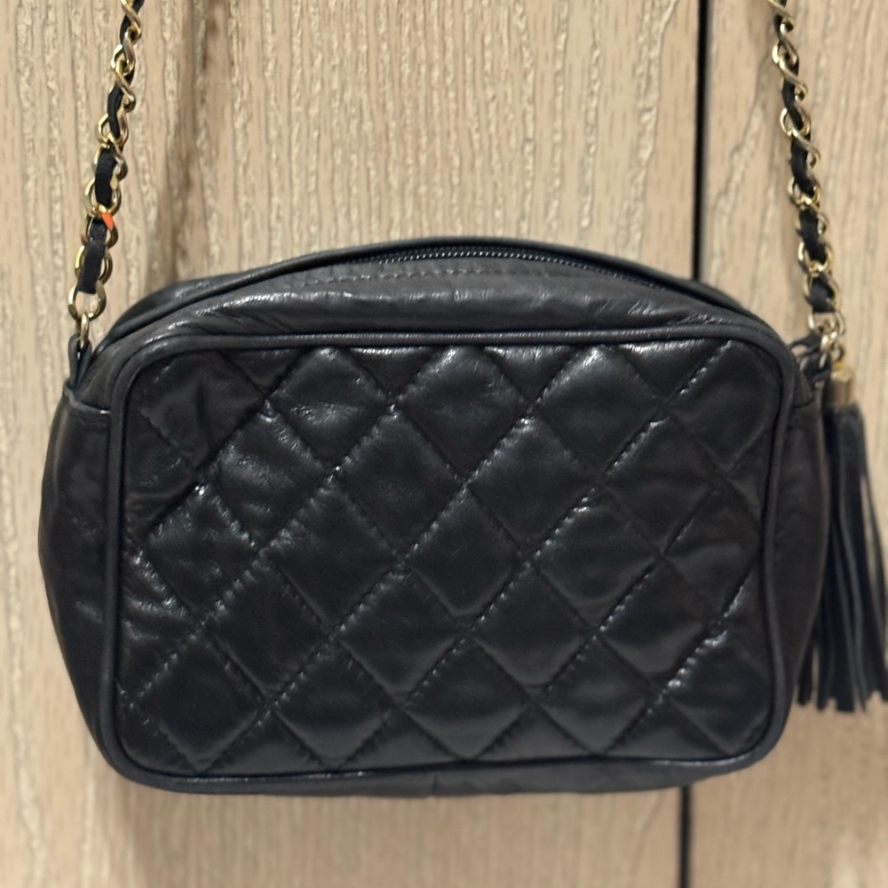 Andre Cellini Black Quilted Leather Crossbody Bag